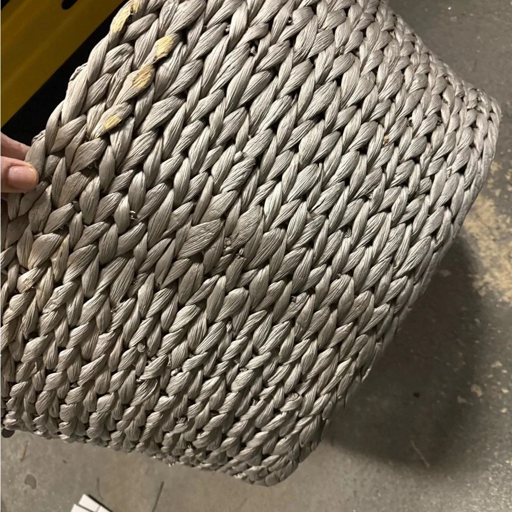 Pier 1 Metallic Gray Woven laundry Basket